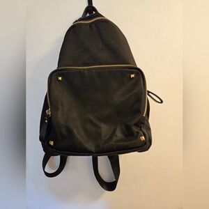 MMS Design Women's Backpack Adjustable Straps  with Pockets Gold Hardware Black